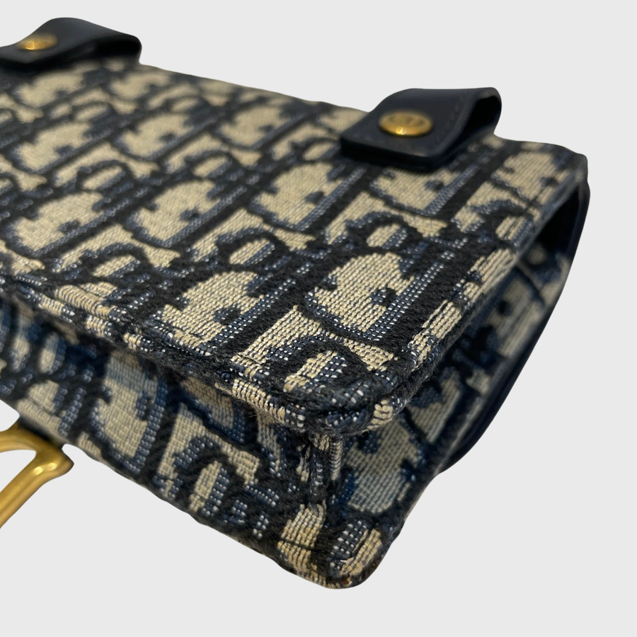 Christian Dior Oblique Saddle Canvas Blue GHW