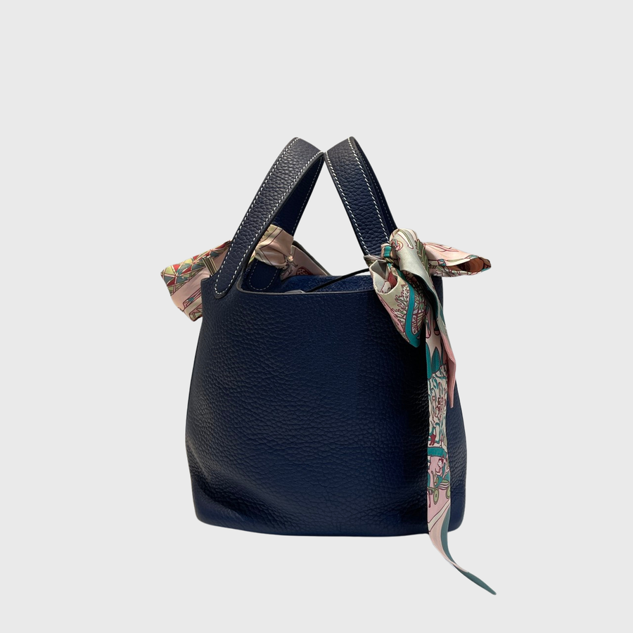 Hermes Picotin Bag Clemence Blue SHW