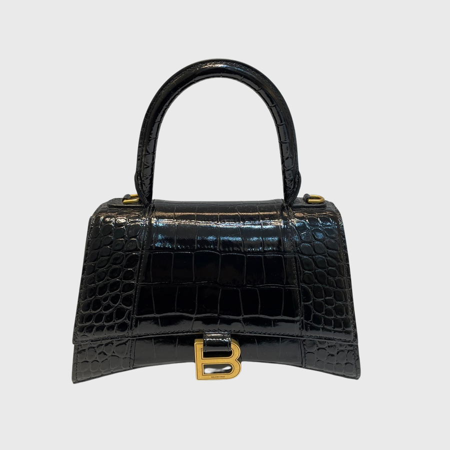 Balenciaga Hourglass Crocodile Black GHW