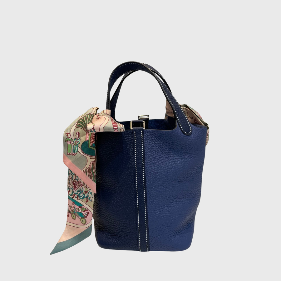 Hermes Picotin Bag Clemence Blue SHW