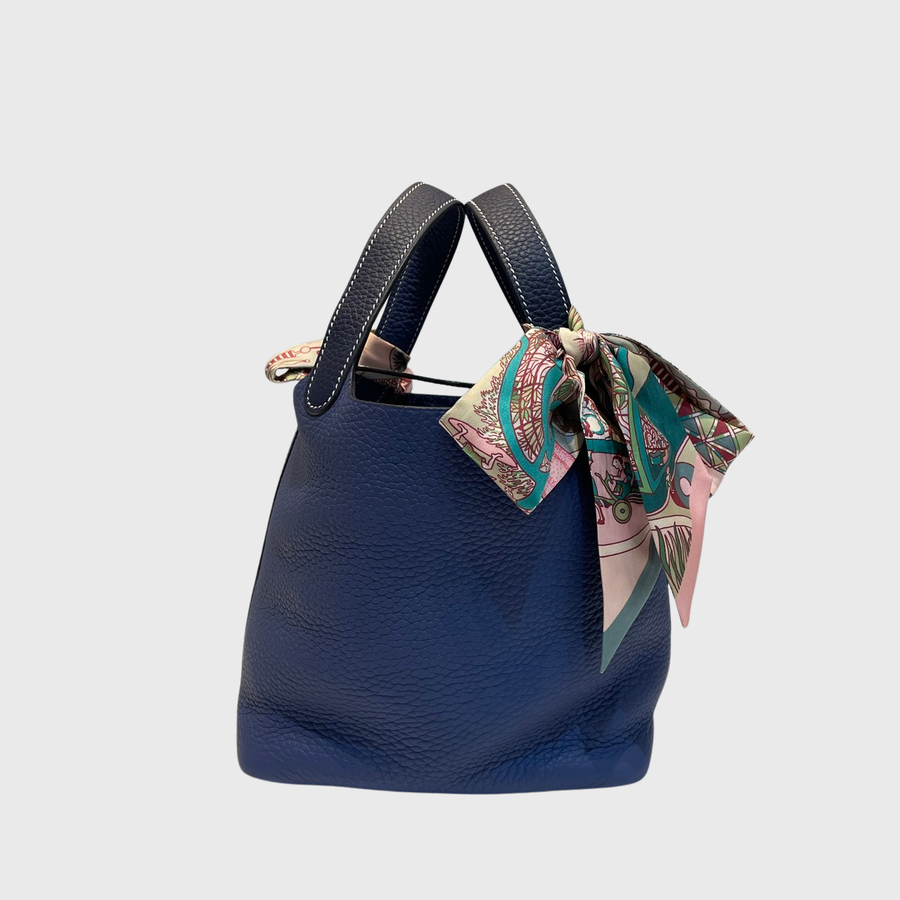 Hermes Picotin Bag Clemence Blue SHW