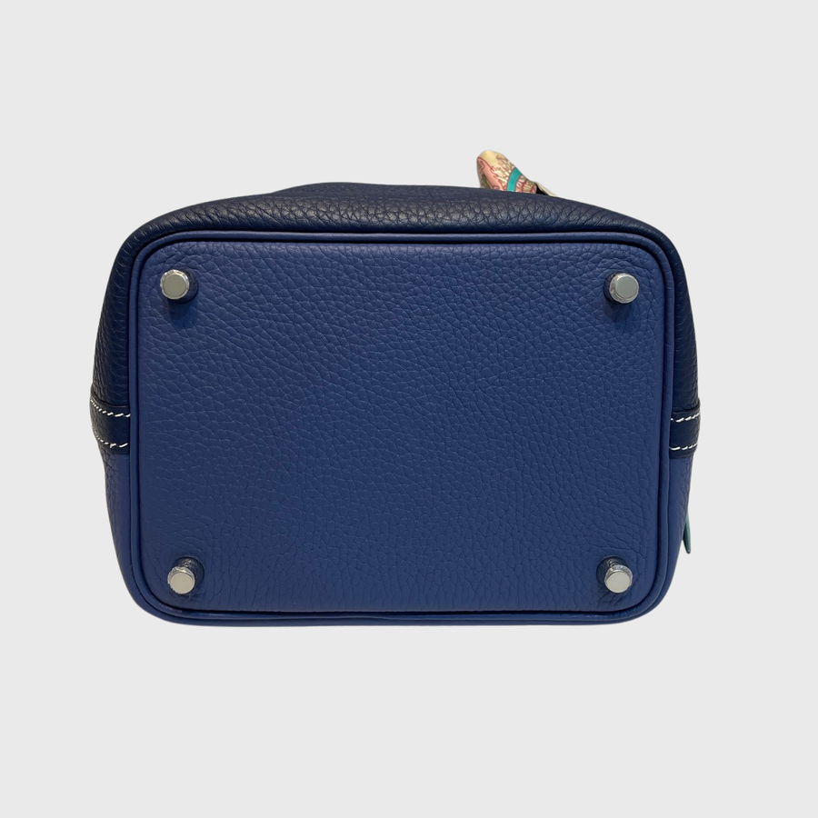 Hermes Picotin Bag Clemence Blue SHW