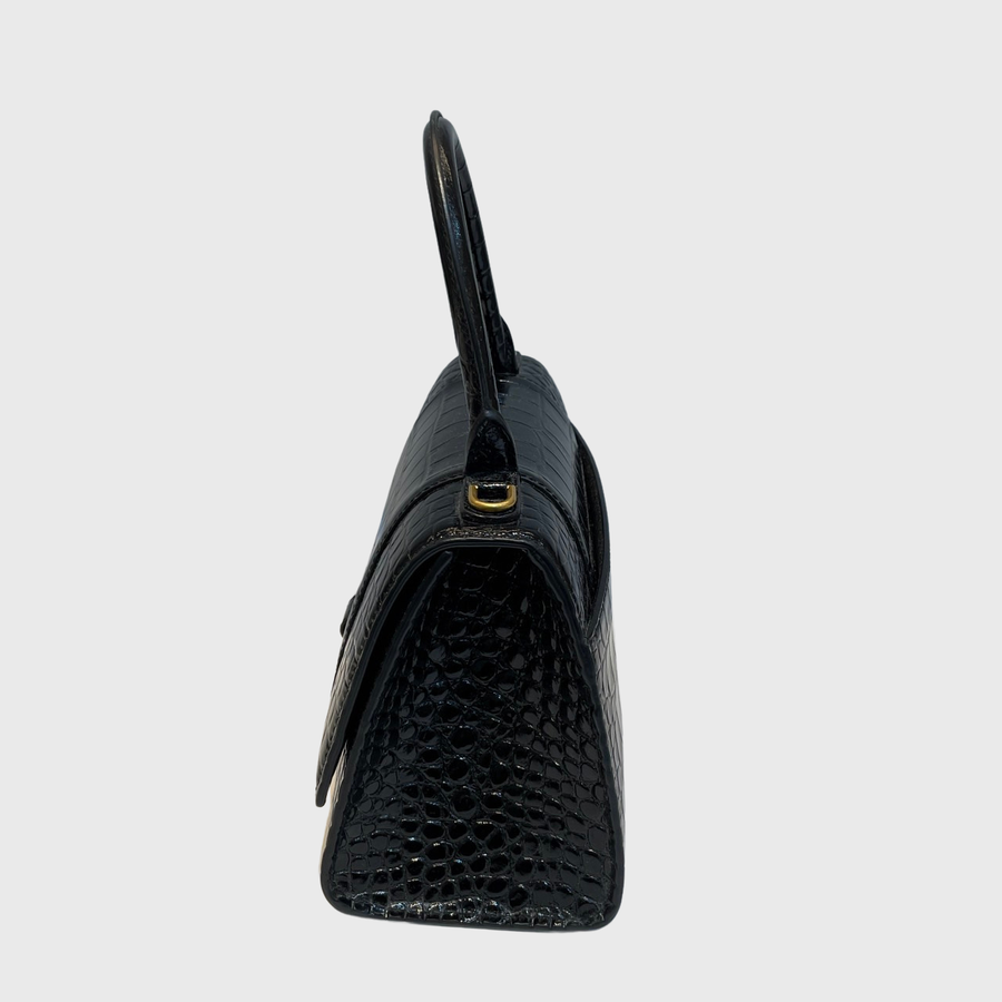 Balenciaga Hourglass Crocodile Black GHW