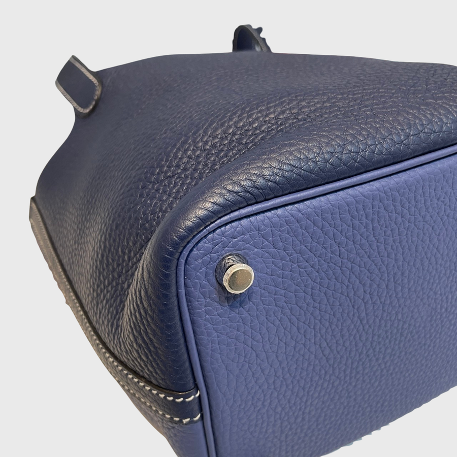 Hermes Picotin Bag Clemence Blue SHW