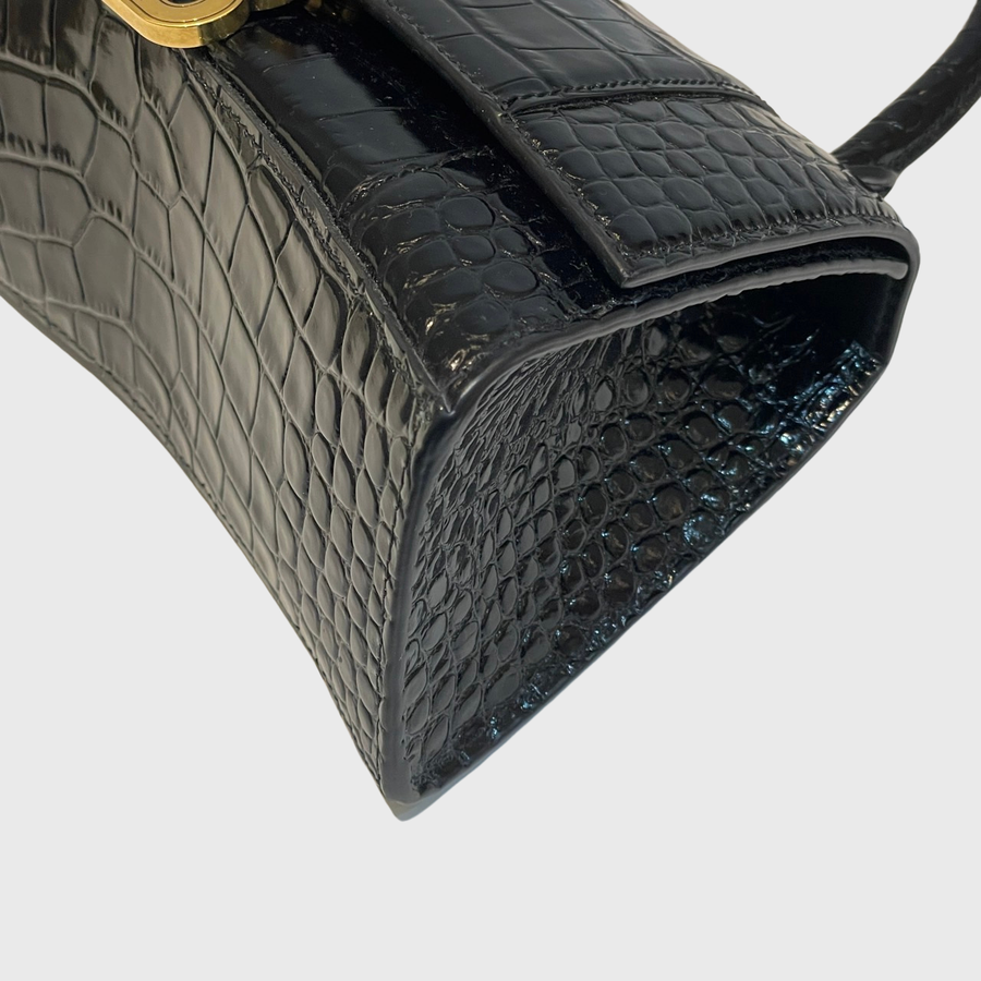 Balenciaga Hourglass Crocodile Black GHW