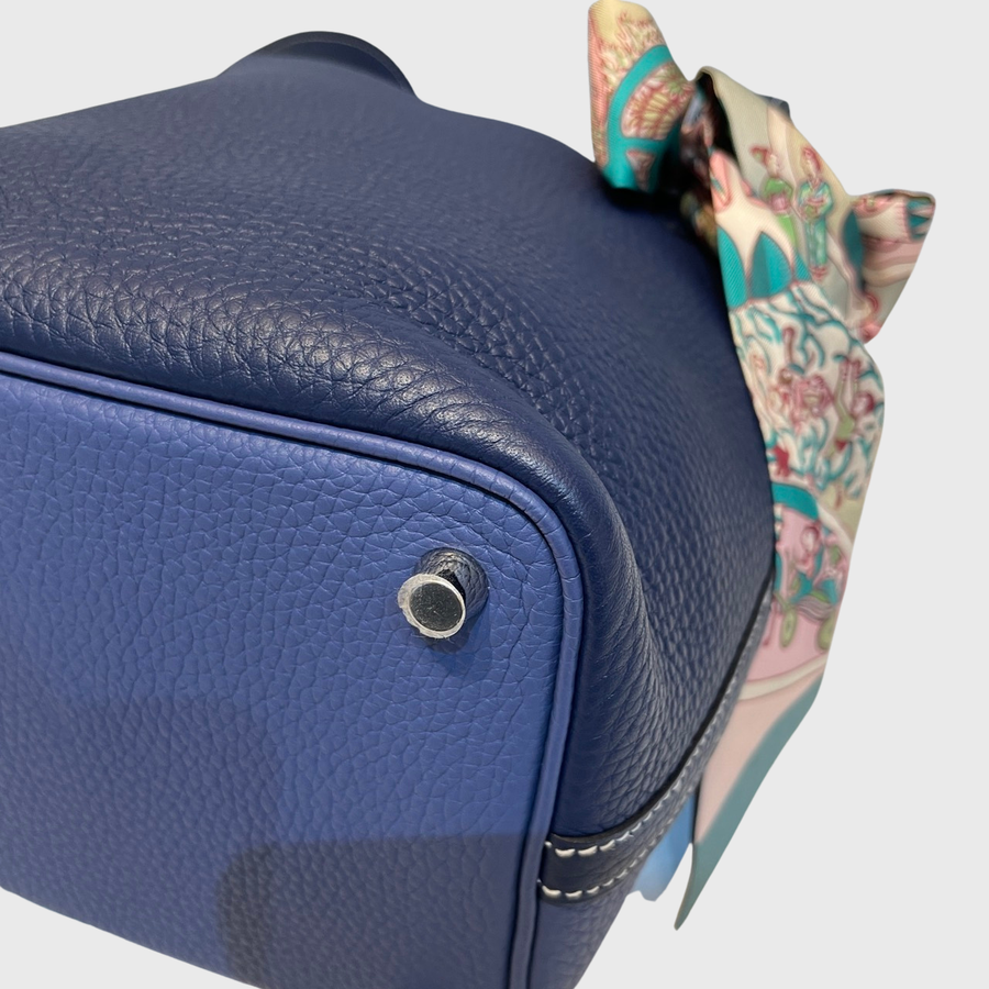 Hermes Picotin Bag Clemence Blue SHW