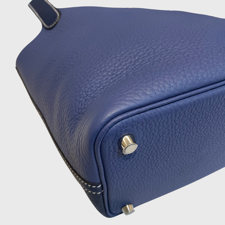 Hermes Picotin Bag Clemence Blue SHW