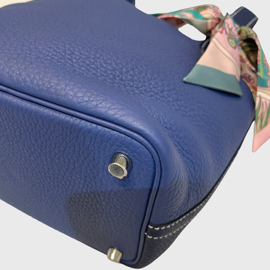 Hermes Picotin Bag Clemence Blue SHW