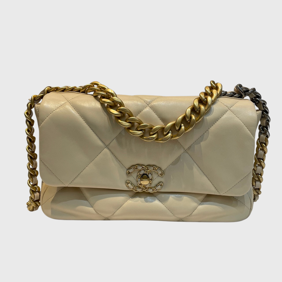 Chanel 19 Flap Bag Lambskin Beige GHW