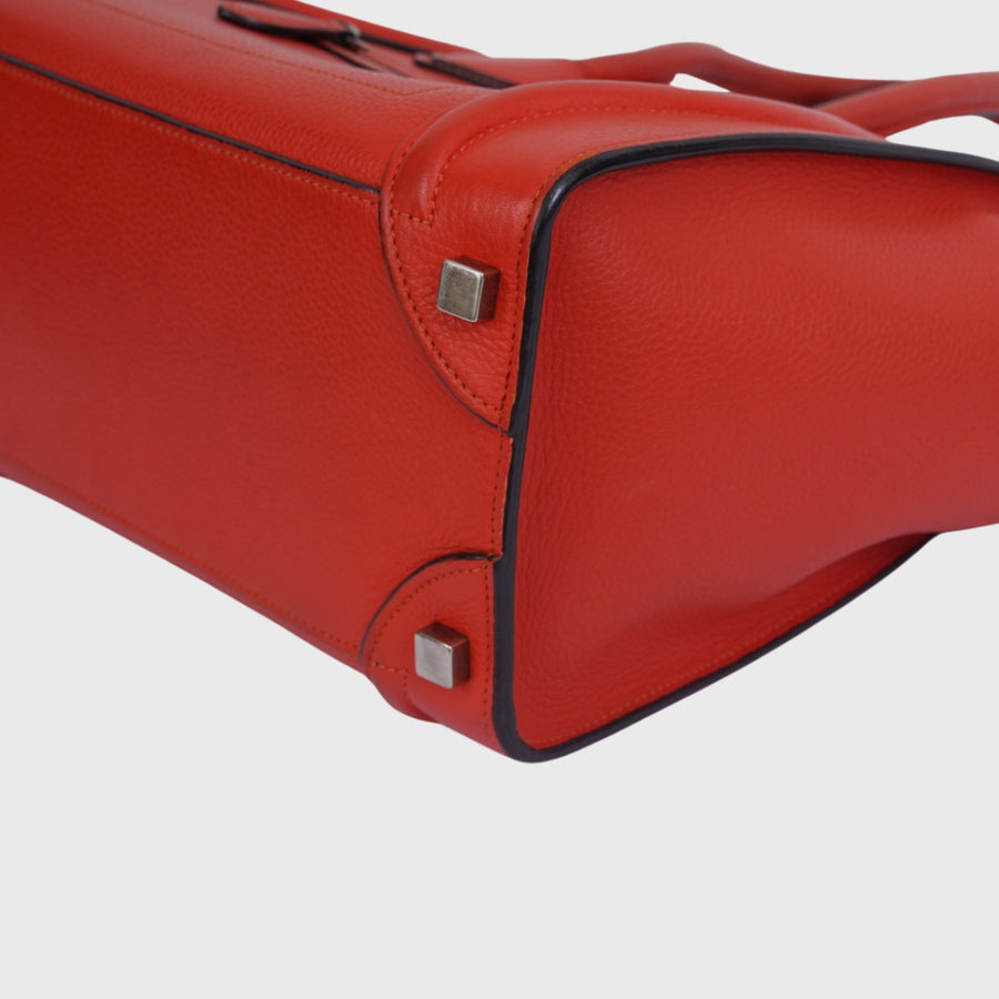 Celine Luggage Micro Calfskin Red Vermillion SHW