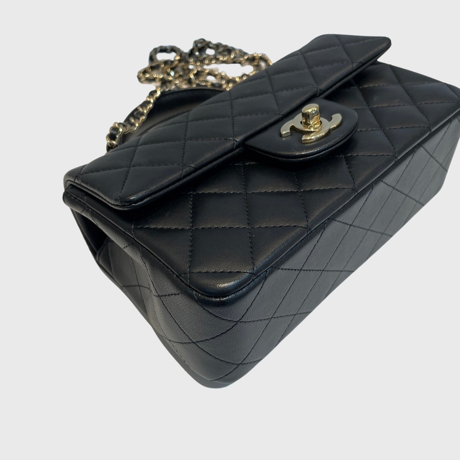 Chanel CC Top Handle Lambskin Black GHW