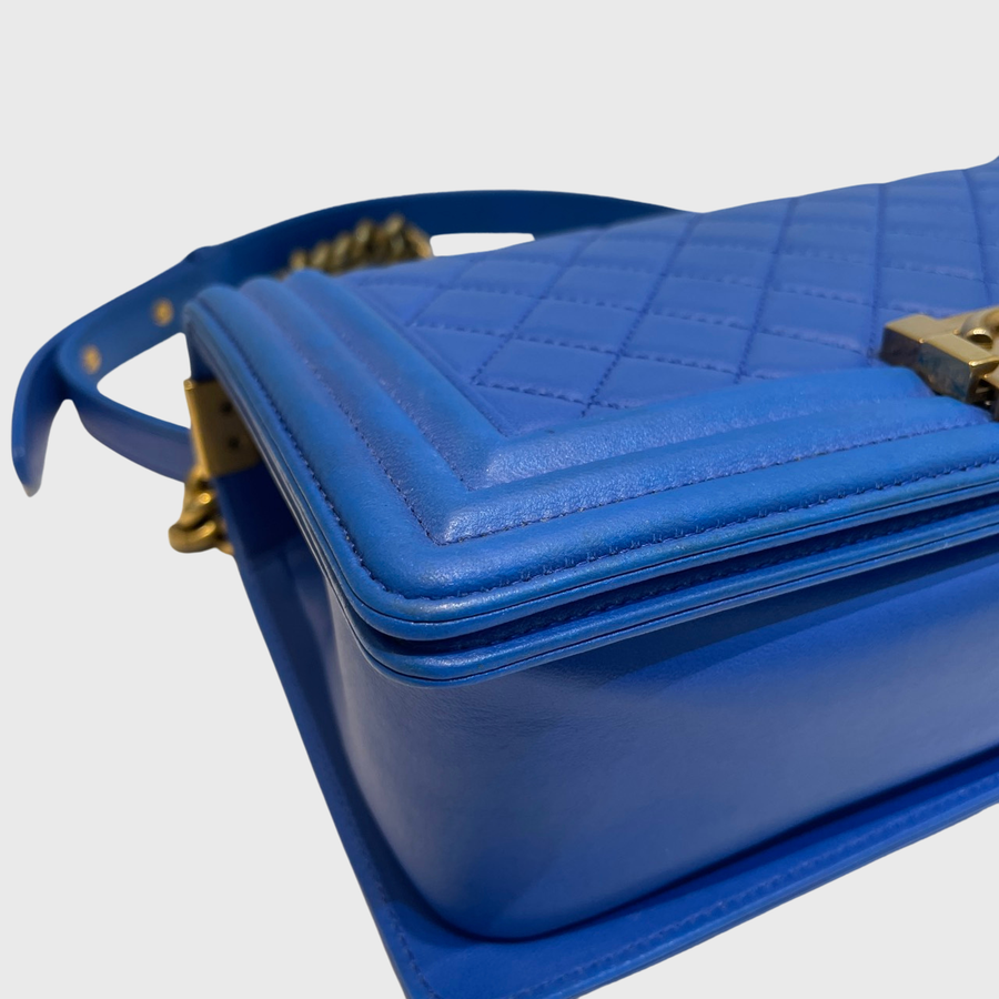Chanel Boy Lambskin Dark Blue GHW