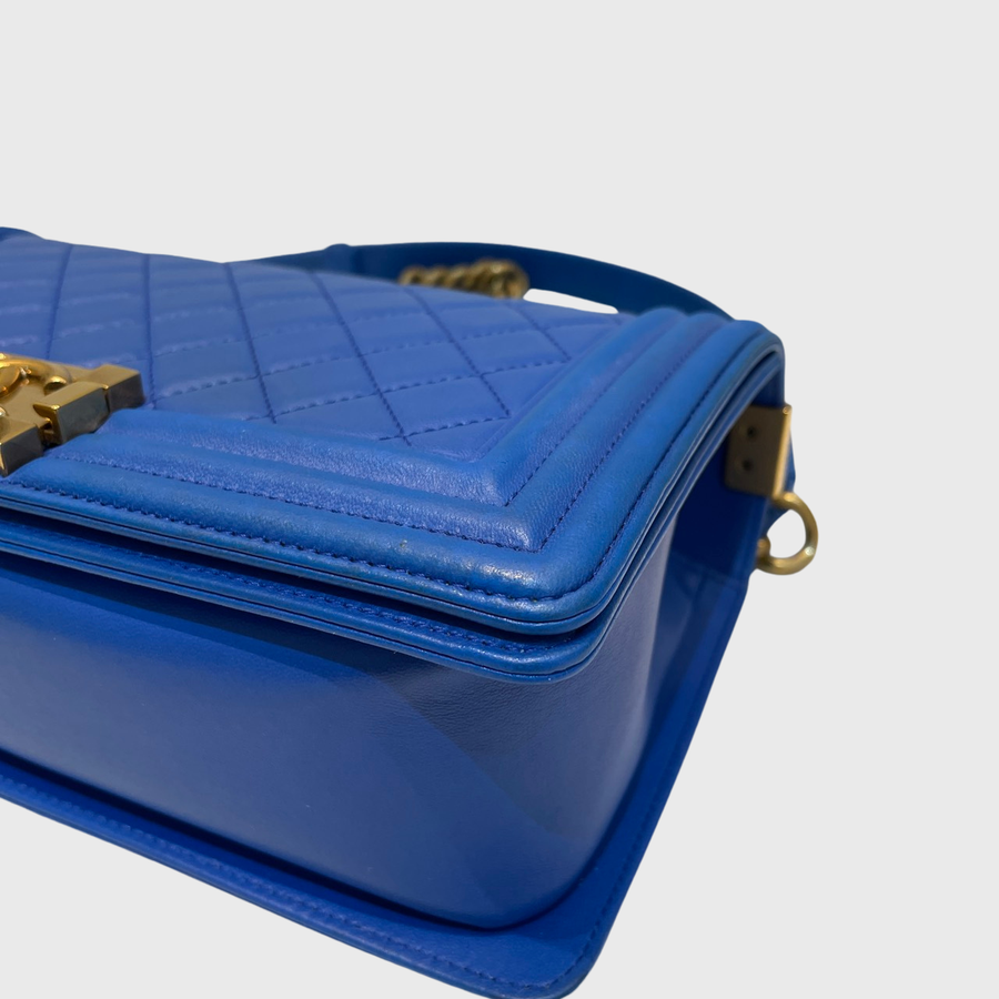 Chanel Boy Lambskin Dark Blue GHW