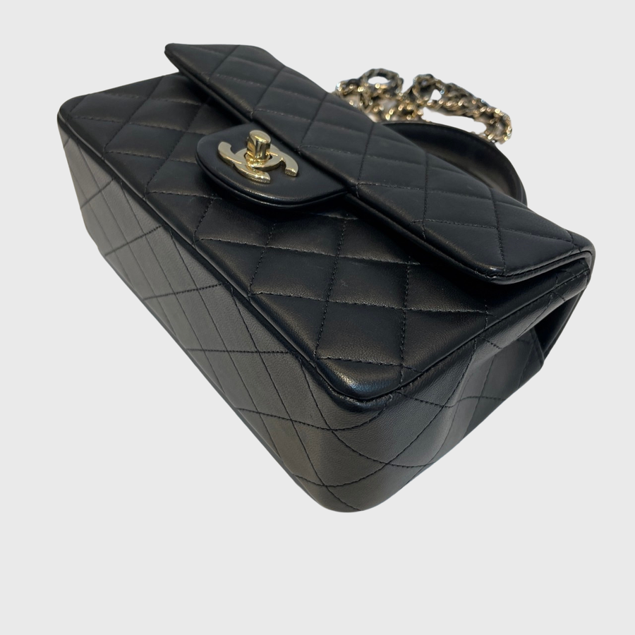 Chanel CC Top Handle Lambskin Black GHW