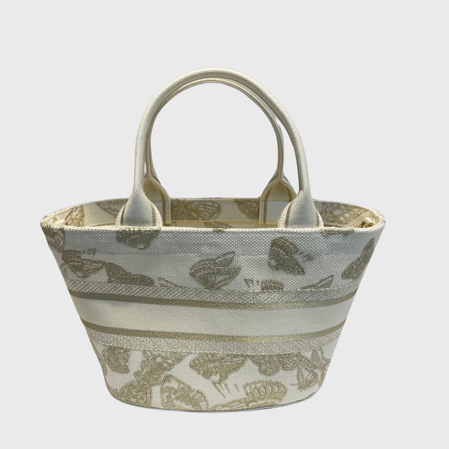 Christian Dior Dior Hat Basket Bag Canvas White GHW