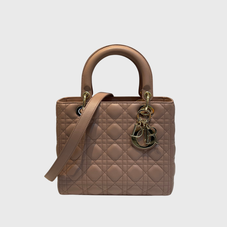 Christian Dior Lady Calfskin Pink White GHW