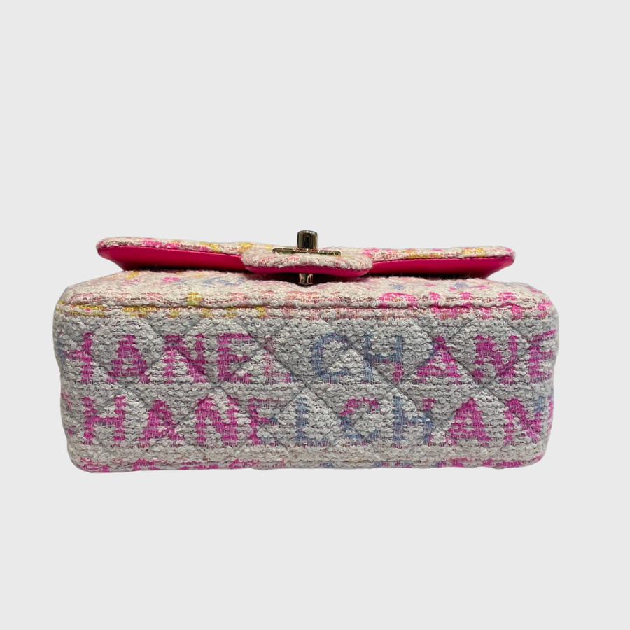 Chanel Mini Rectangular Flap Tweed Pink GHW