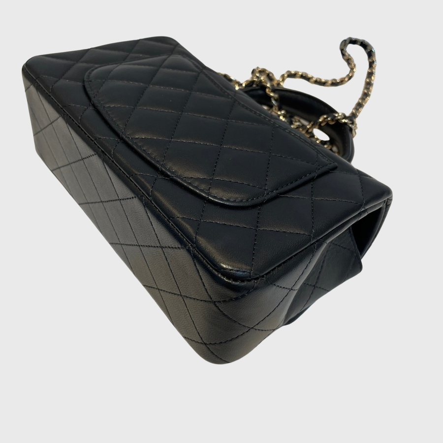 Chanel CC Top Handle Lambskin Black GHW