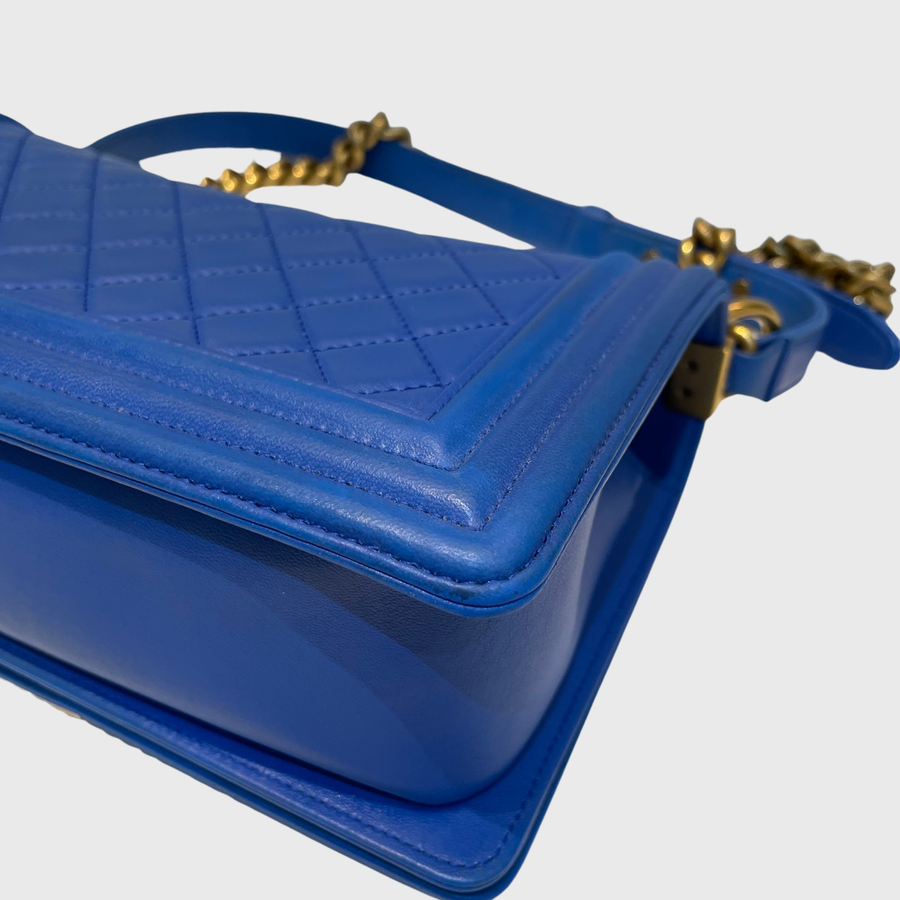 Chanel Boy Lambskin Dark Blue GHW