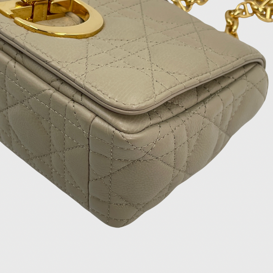 Christian Dior Caro Bag Small Calfskin Beige GHW