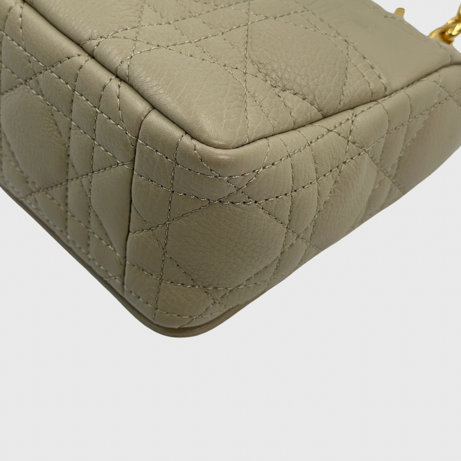 Christian Dior Caro Bag Small Calfskin Beige GHW