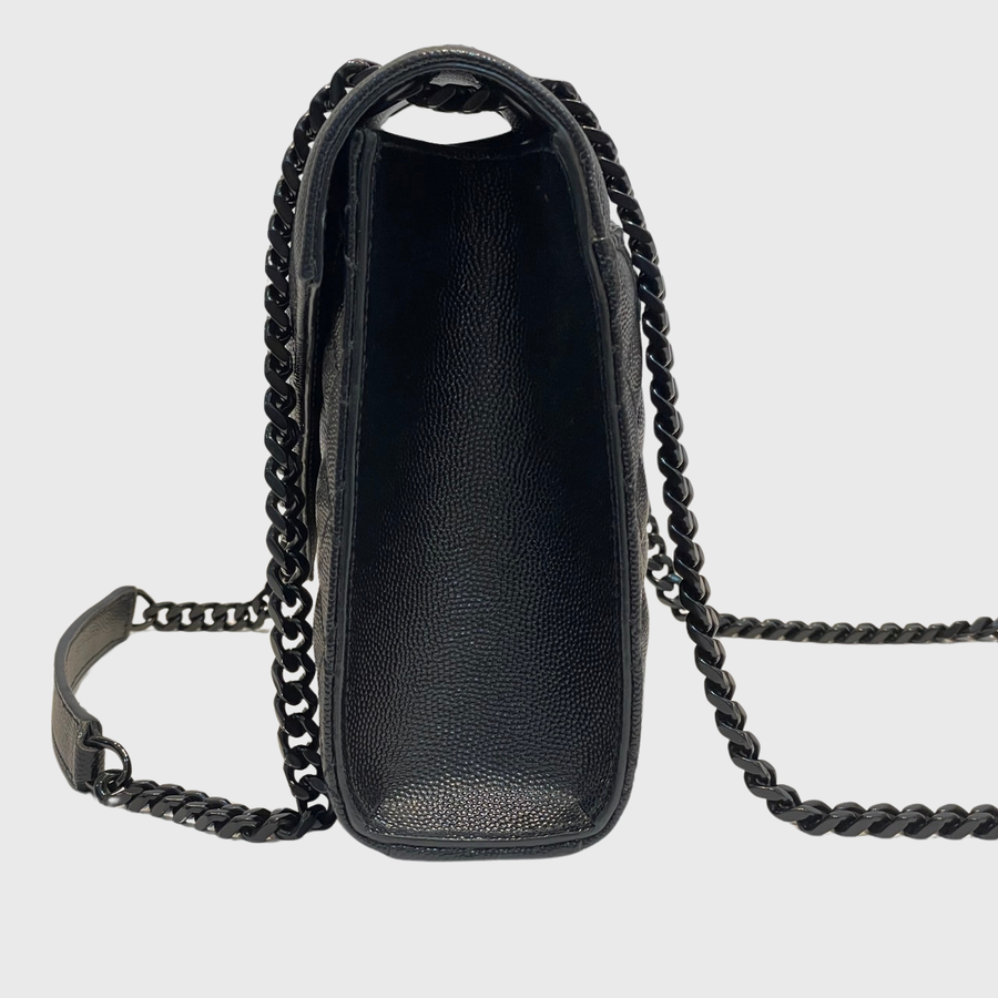 Saint Laurent Envelope Shoulder Bag Calfskin Black BHW