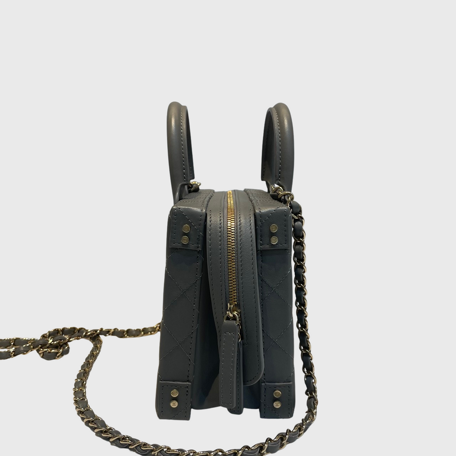 Chanel CC Vanity Case Bag Lambskin Grey GHW