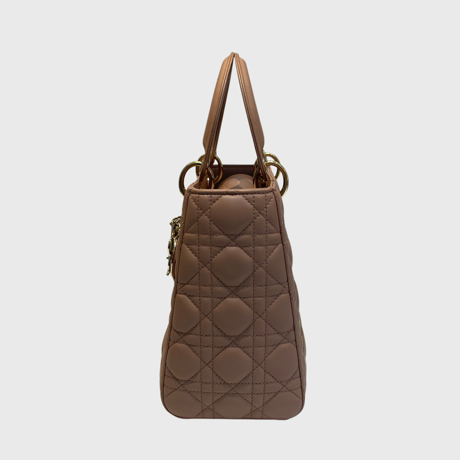 Christian Dior Lady Calfskin Pink White GHW