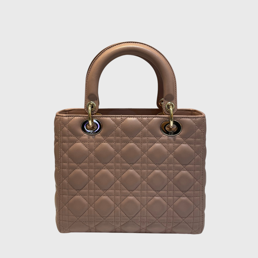 Christian Dior Lady Calfskin Pink White GHW