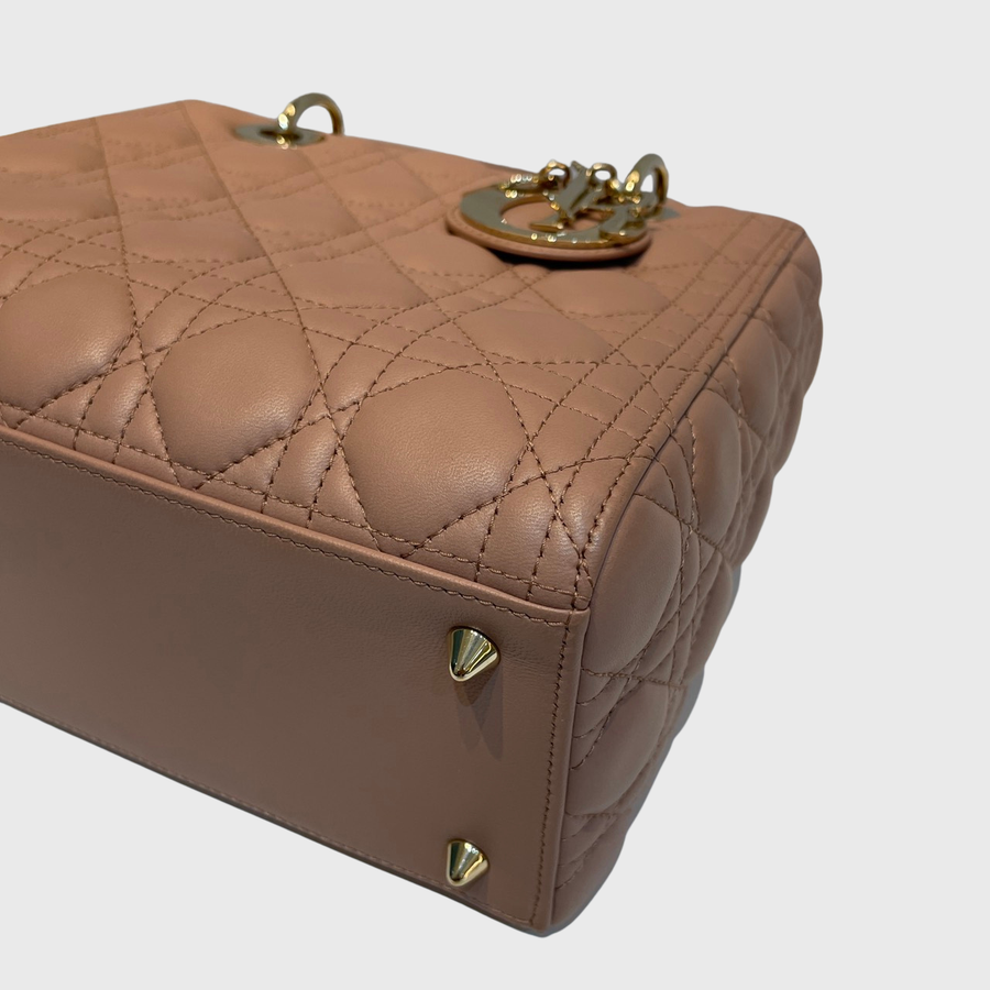 Christian Dior Lady Calfskin Pink White GHW