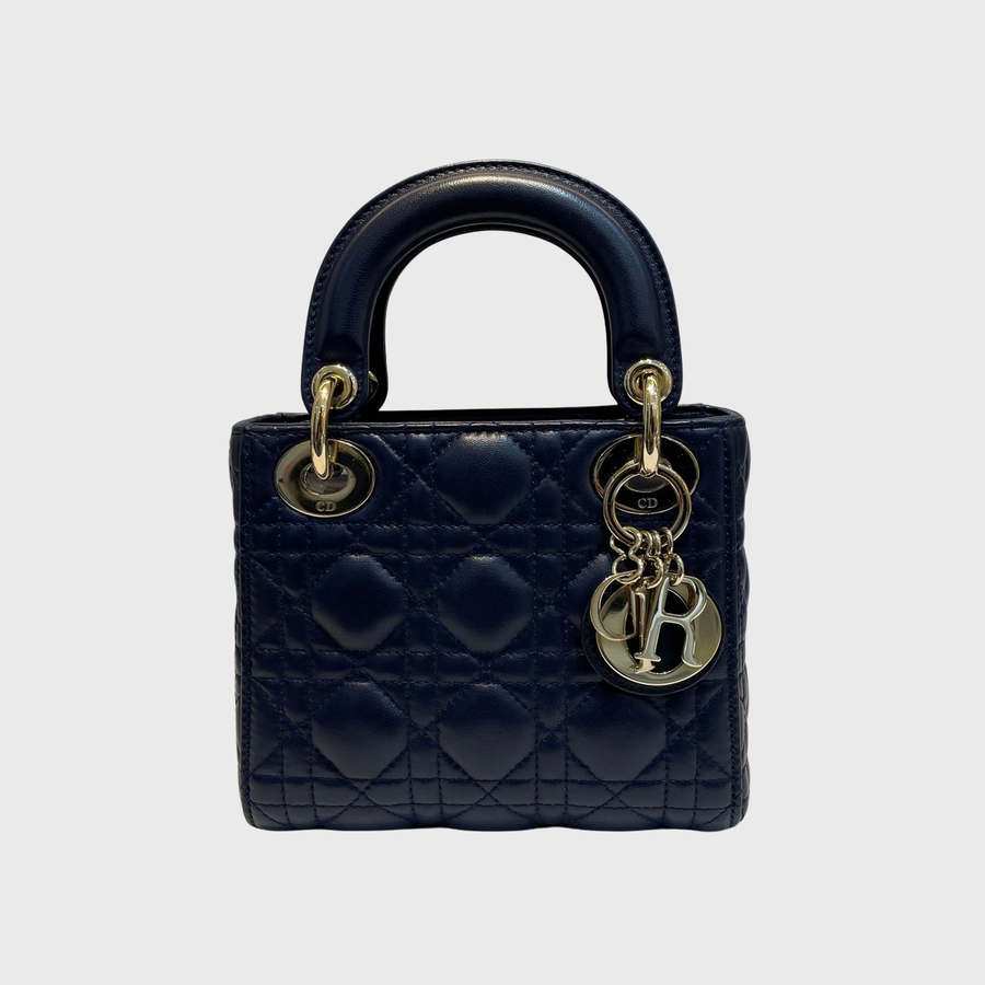 Christian Dior Lady Dior Bag Lambskin Navy GHW