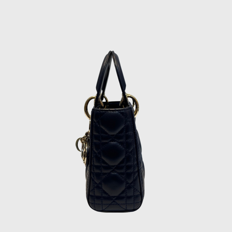 Christian Dior Lady Dior Bag Lambskin Navy GHW