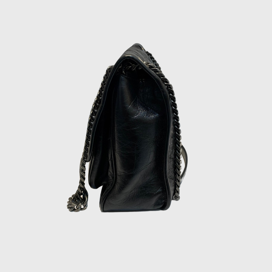 Saint Laurent Niki Chain Flap Bag Calfskin Black SRHW