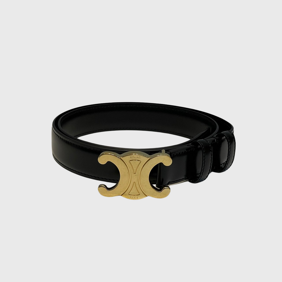 Celine Triomphe Belt Calfskin Black GHW