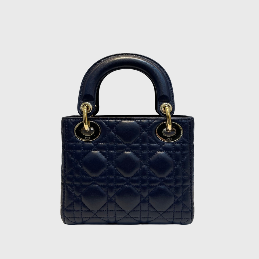 Christian Dior Lady Dior Bag Lambskin Navy GHW