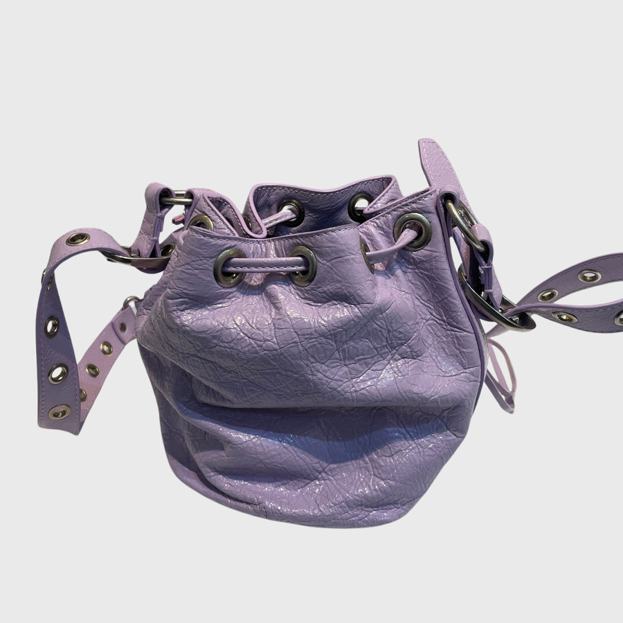 Balenciaga Le cagole Bucket Bag Lambskin Purple SHW