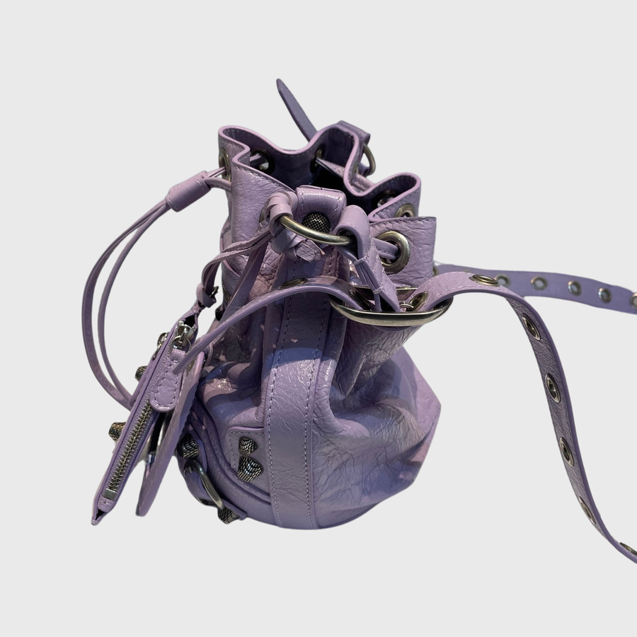 Balenciaga Le cagole Bucket Bag Lambskin Purple SHW