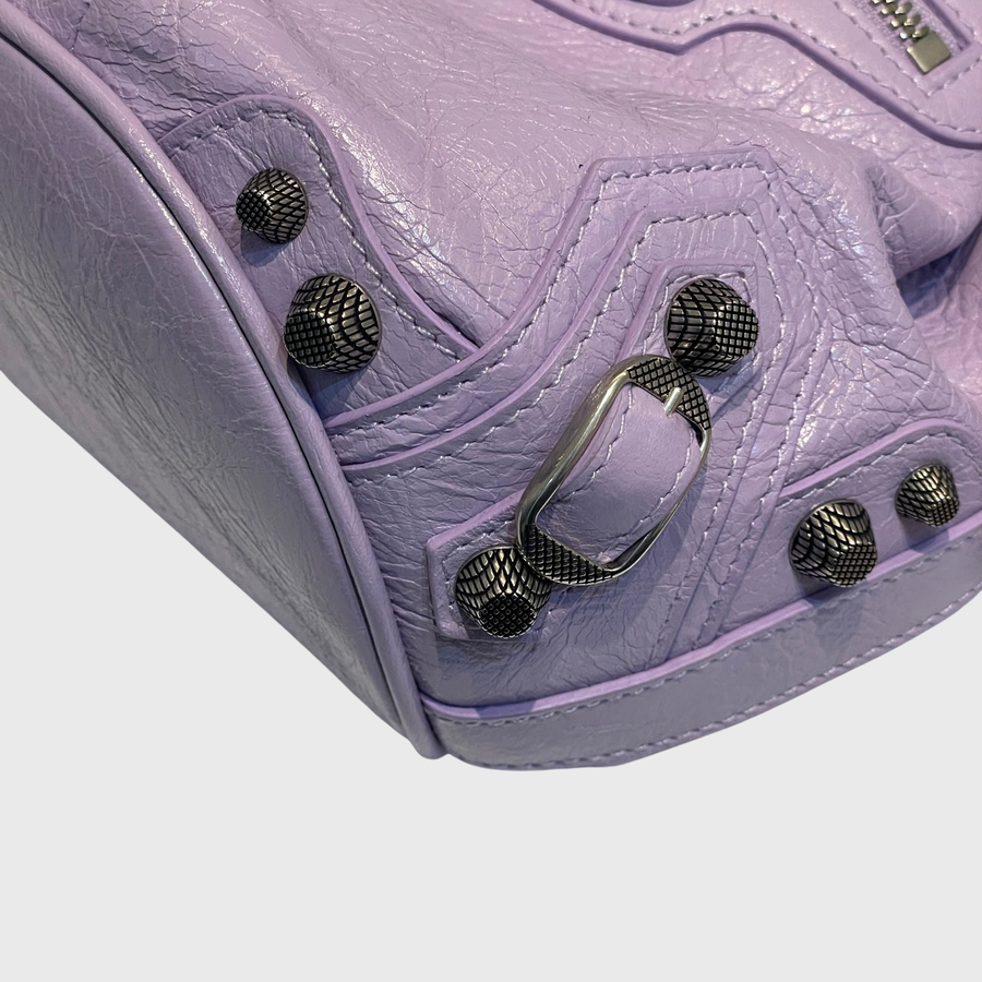 Balenciaga Le cagole Bucket Bag Lambskin Purple SHW