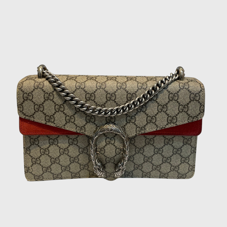 Gucci Dionysus Bag Canvas Suede Red SHW