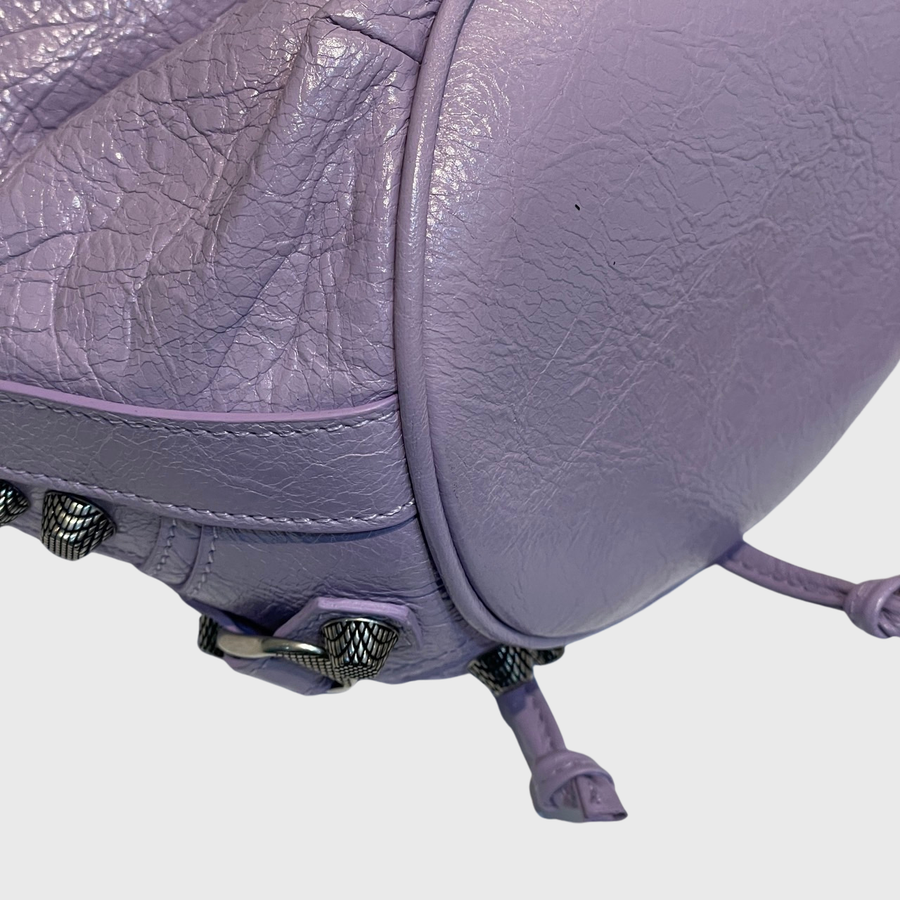 Balenciaga Le cagole Bucket Bag Lambskin Purple SHW