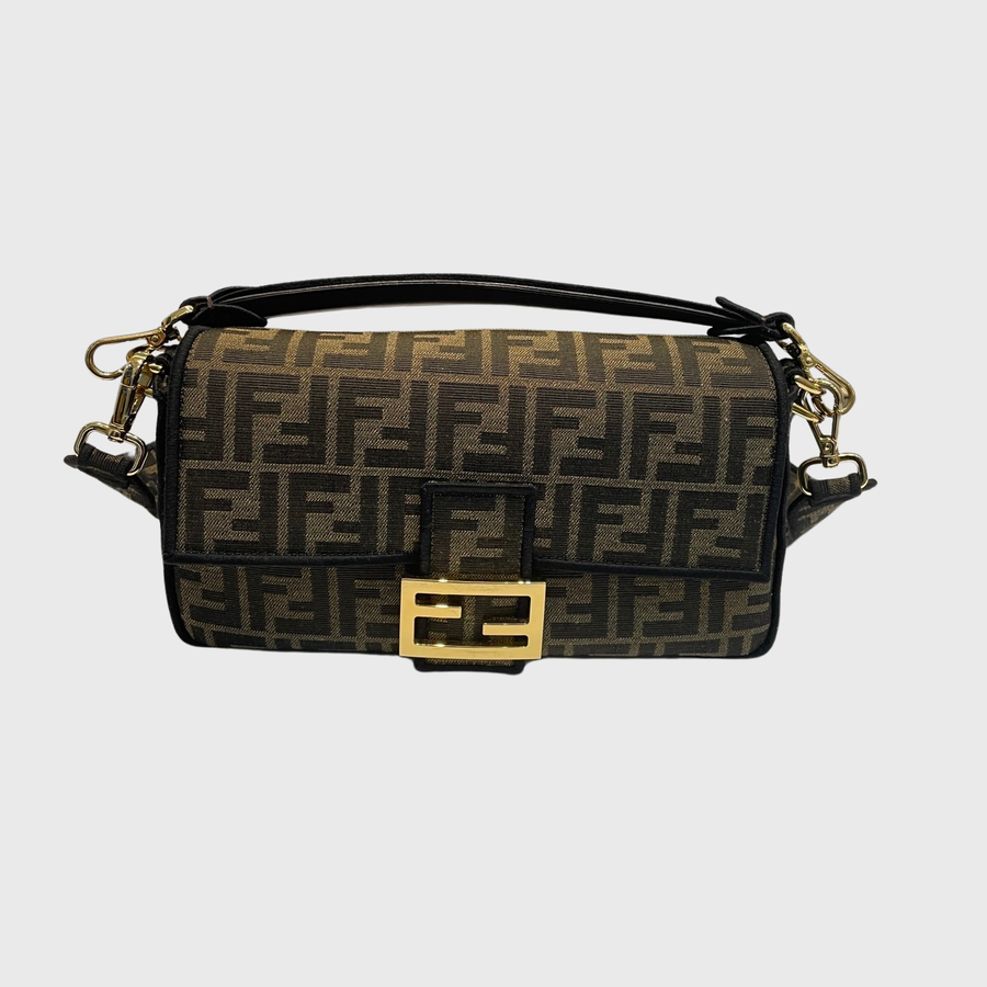 Fendi Baguette Bag Canvas Brown GHW