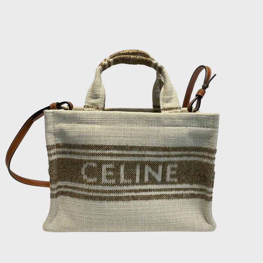 Celine Cabas Tote Bag Canvas Brown GHW Perrine Porter