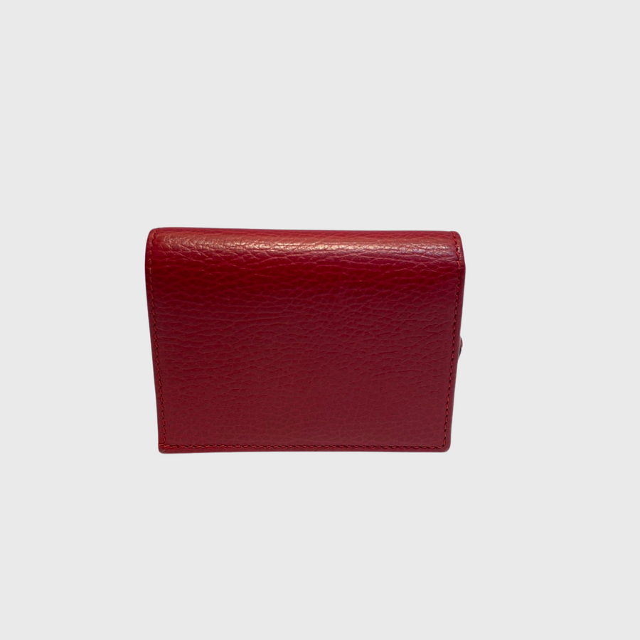 Gucci GG Marmont Card Case Wallet Calfskin Red GHW