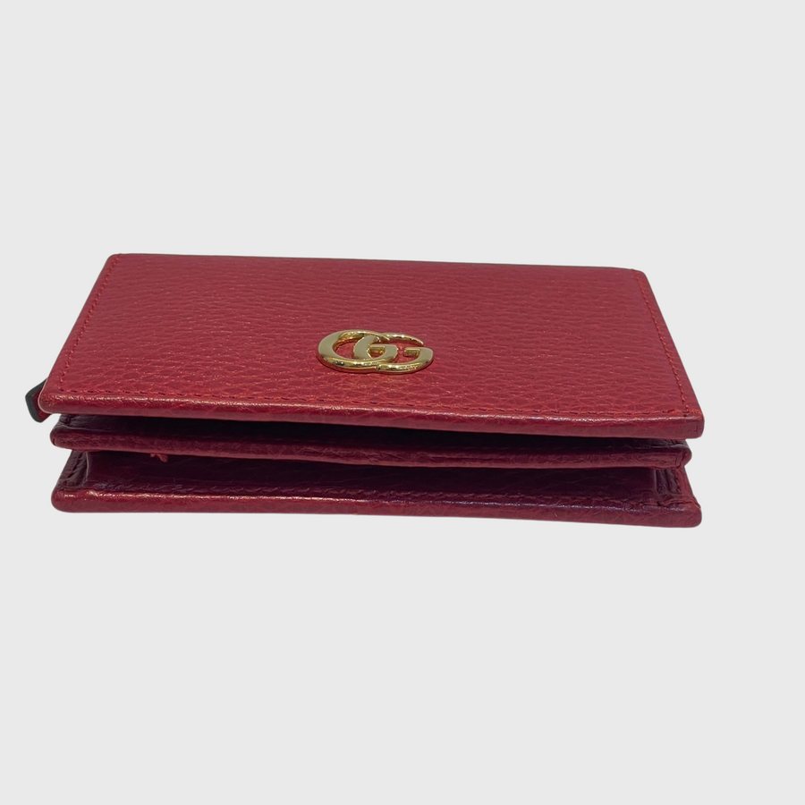 Gucci GG Marmont Card Case Wallet Calfskin Red GHW