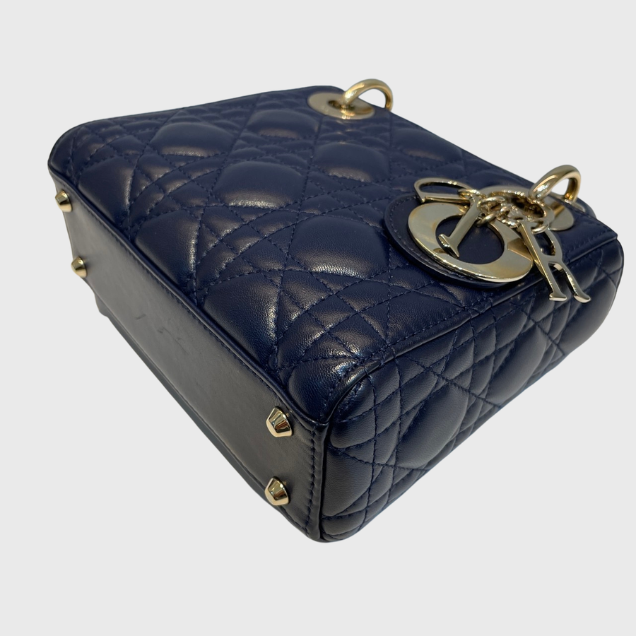 Christian Dior Lady Dior Bag Lambskin Navy GHW