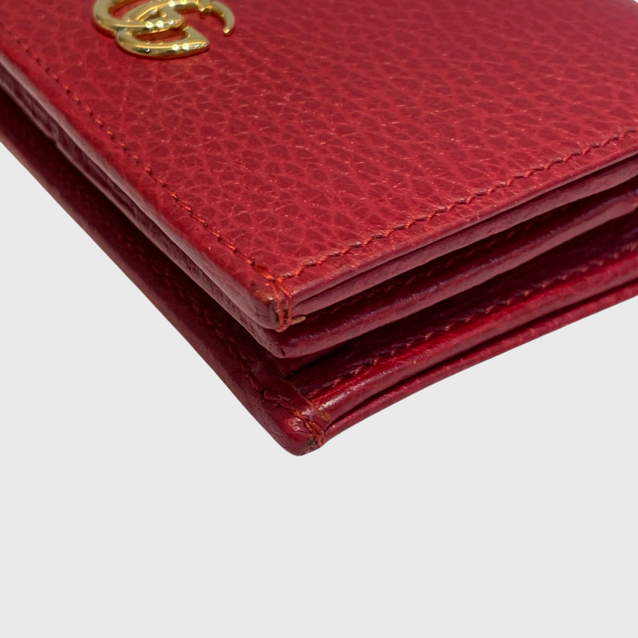 Gucci GG Marmont Card Case Wallet Calfskin Red GHW Perrine Porter