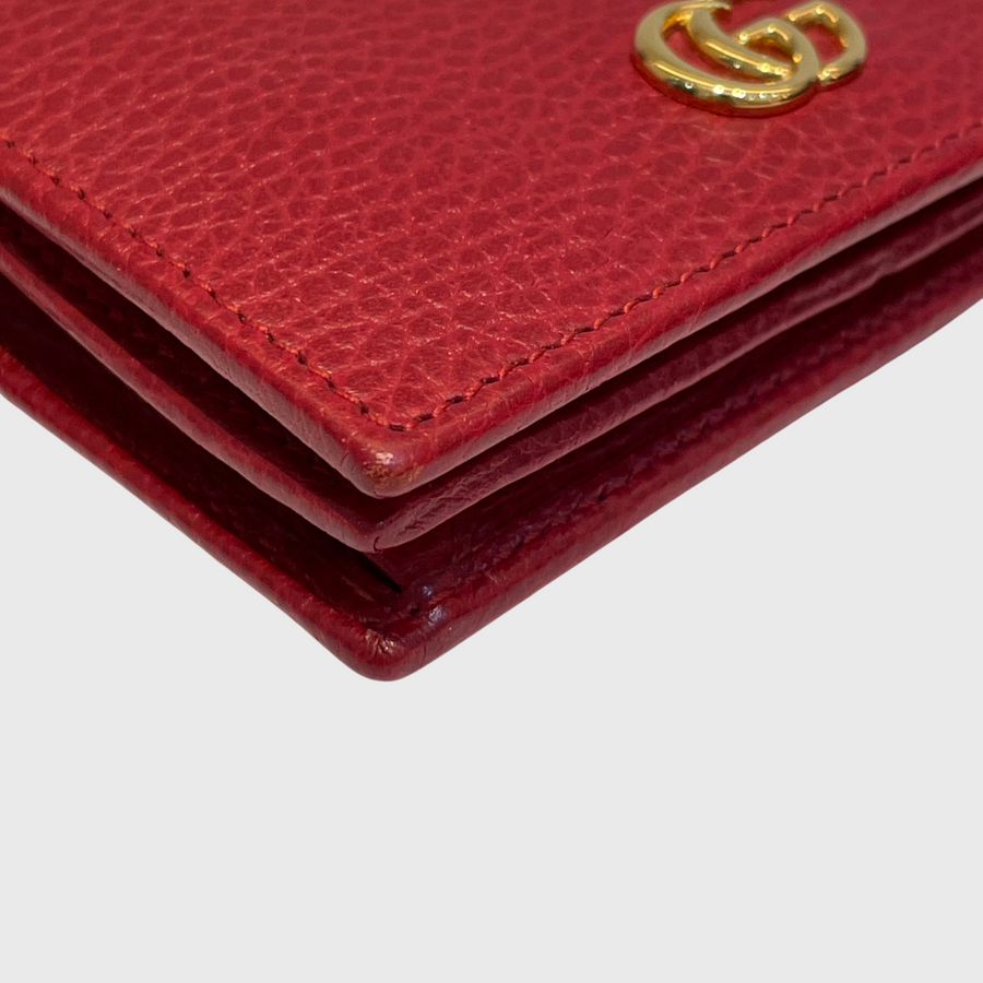 Gucci GG Marmont Card Case Wallet Calfskin Red GHW