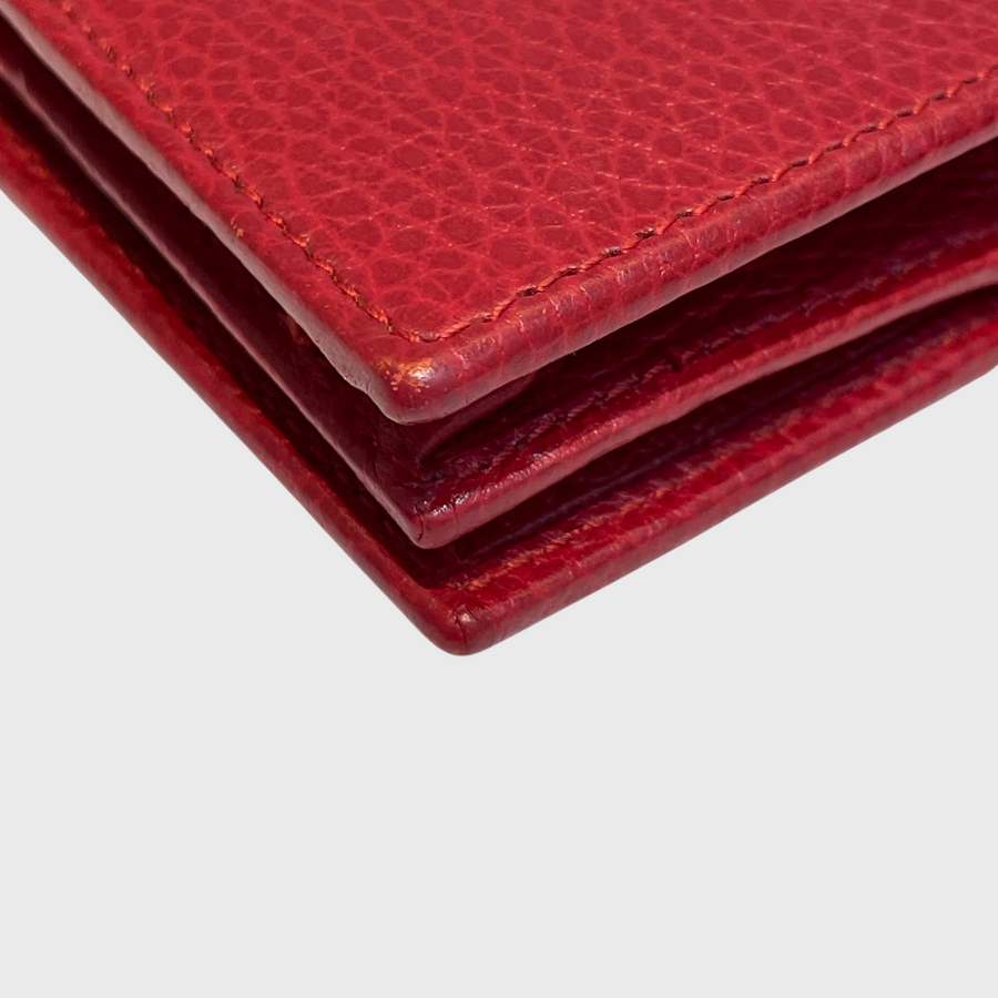 Gucci GG Marmont Card Case Wallet Calfskin Red GHW