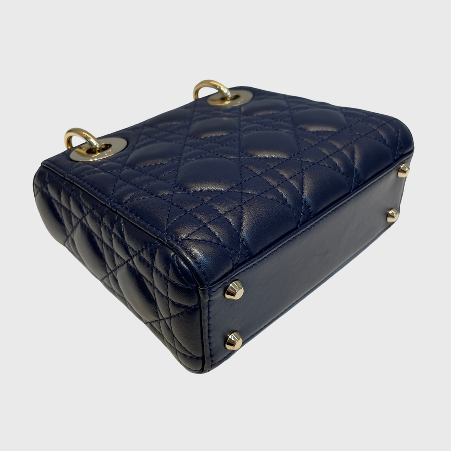 Christian Dior Lady Dior Bag Lambskin Navy GHW