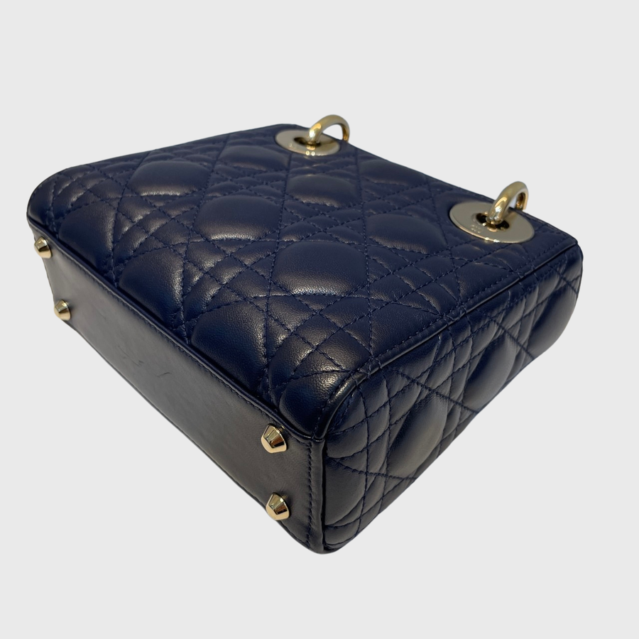 Christian Dior Lady Dior Bag Lambskin Navy GHW